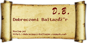 Debreczeni Baltazár névjegykártya